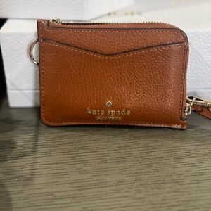 Kate Spade Cognac Leather Leila Small Card Holder Wristlet